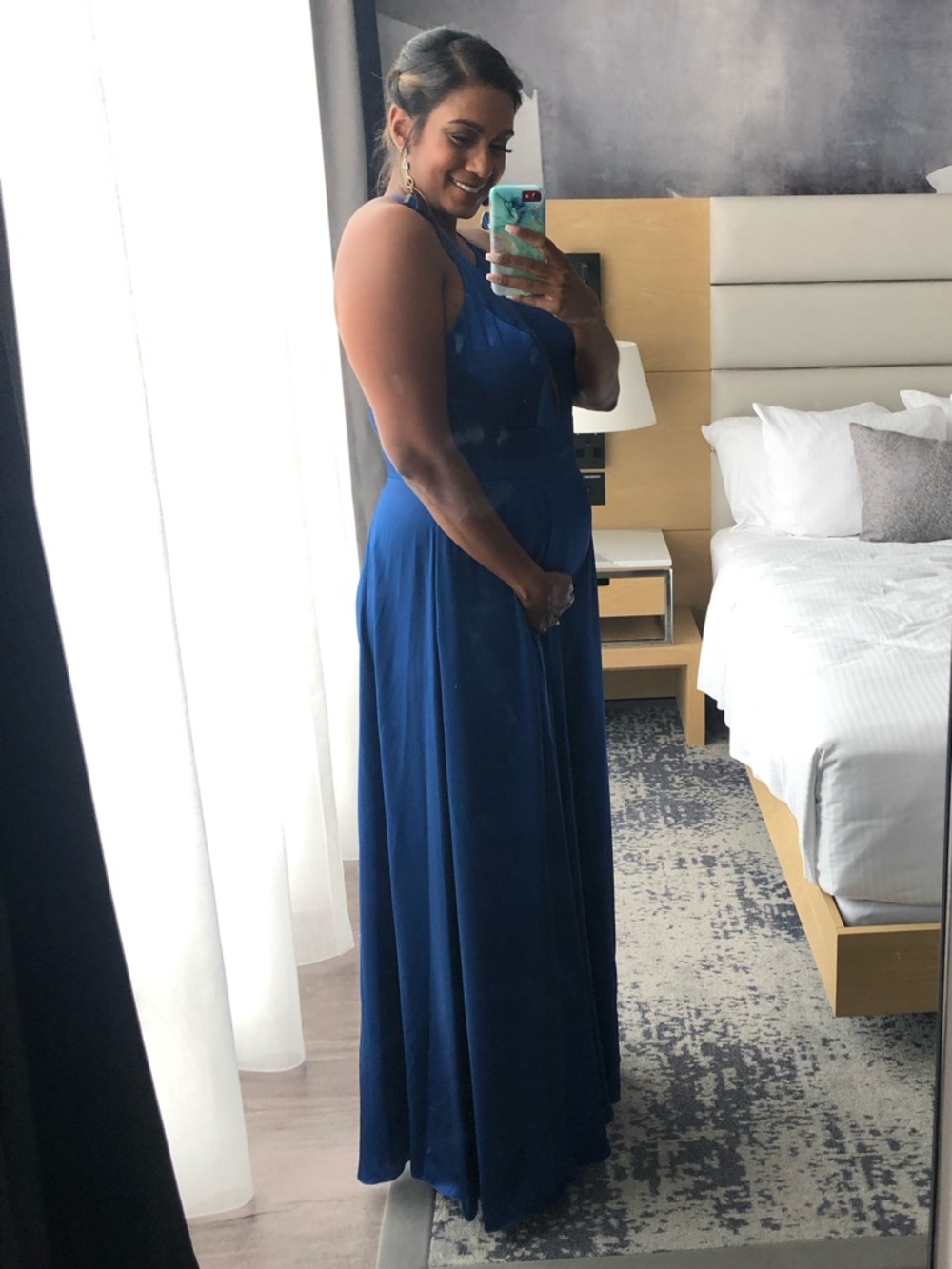 Women's Royal Blue Halter Wedding Dress
